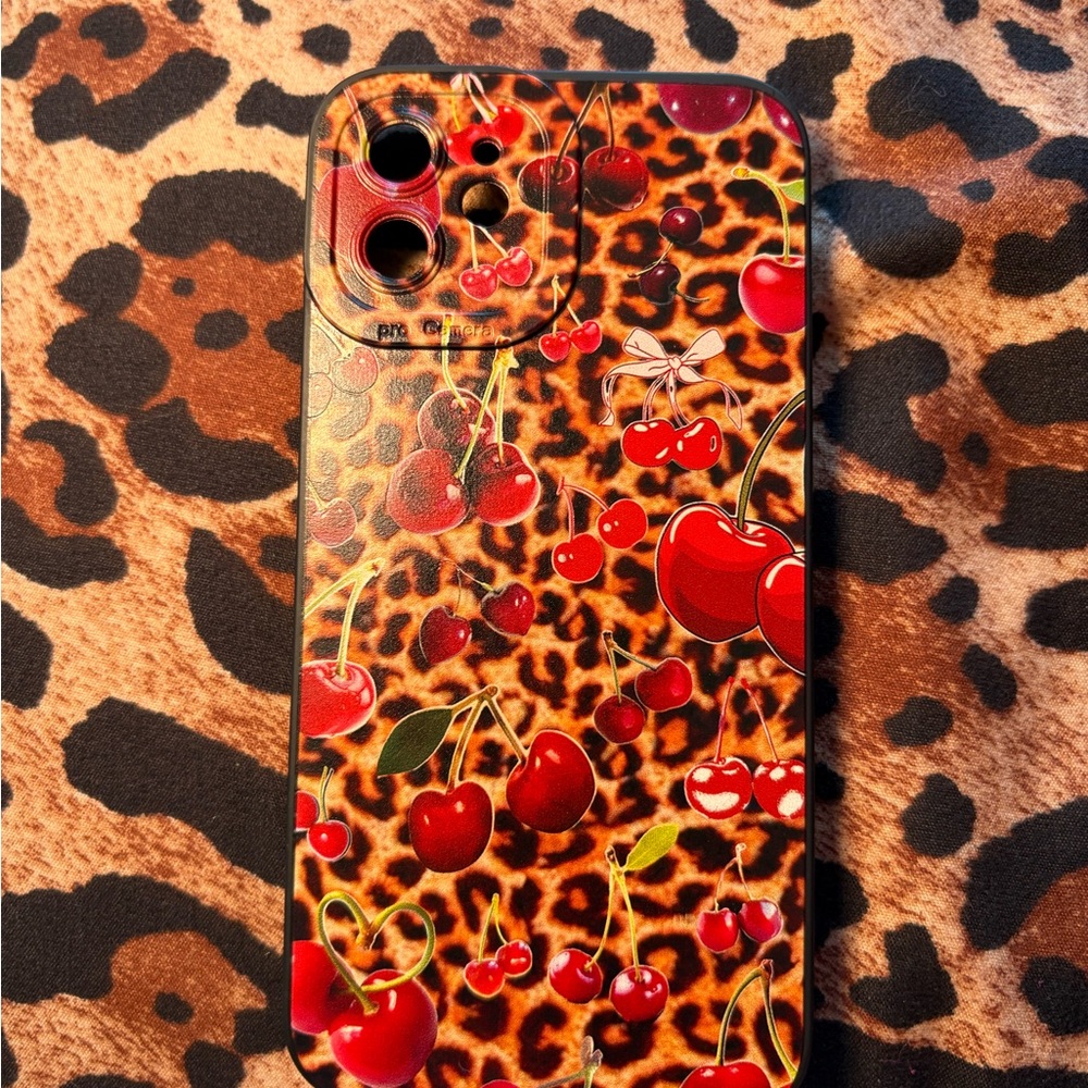 Cherry Leopard Print Phone Case